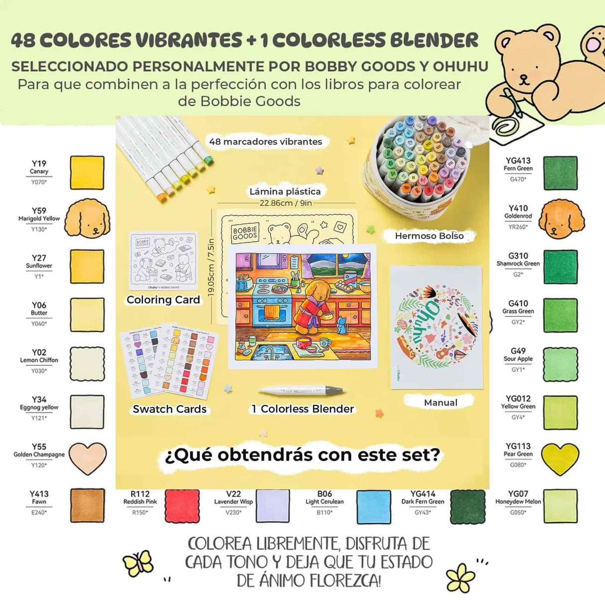 Ohuhu - Set 48 Marcadores al Alcohol Honolulu B Doble Punta Bobbie Goods Edition