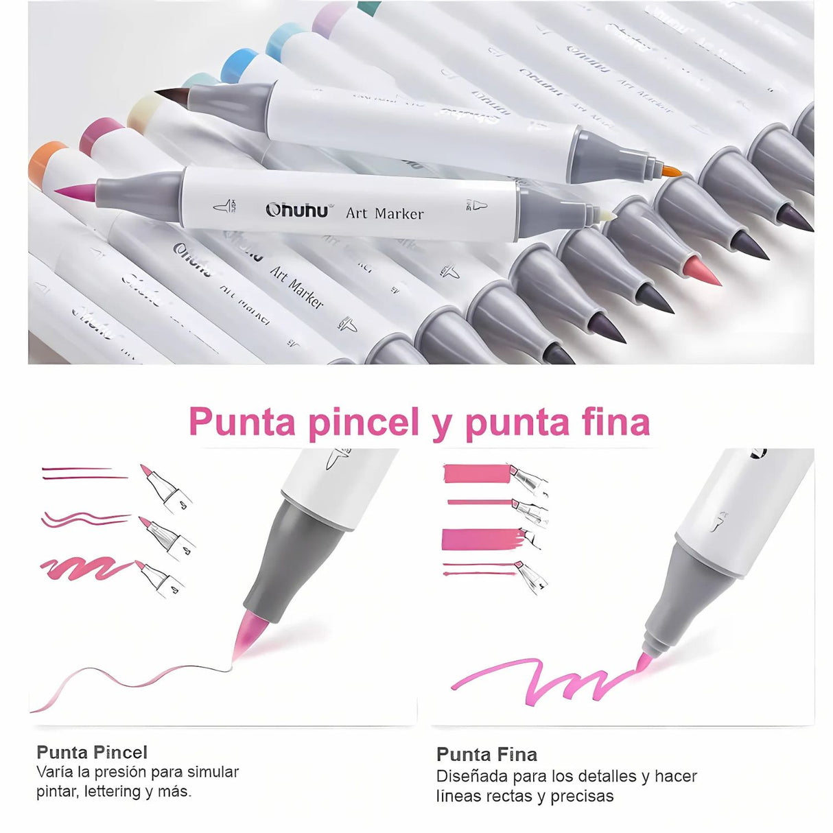 Ohuhu - Set 48 Marcadores al Alcohol Honolulu B Doble Punta Pastel