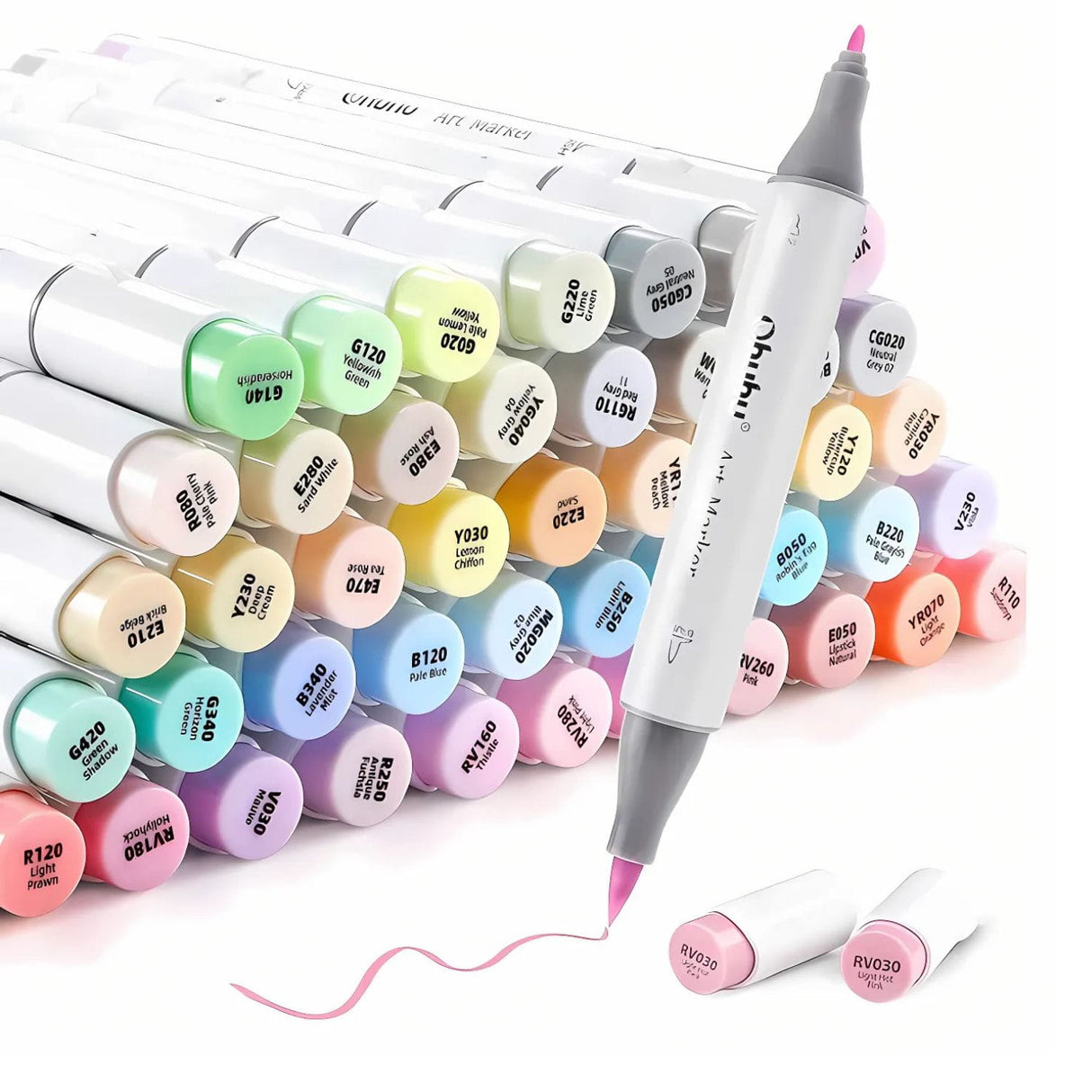 Ohuhu - Set 48 Marcadores al Alcohol Honolulu B Doble Punta Pastel
