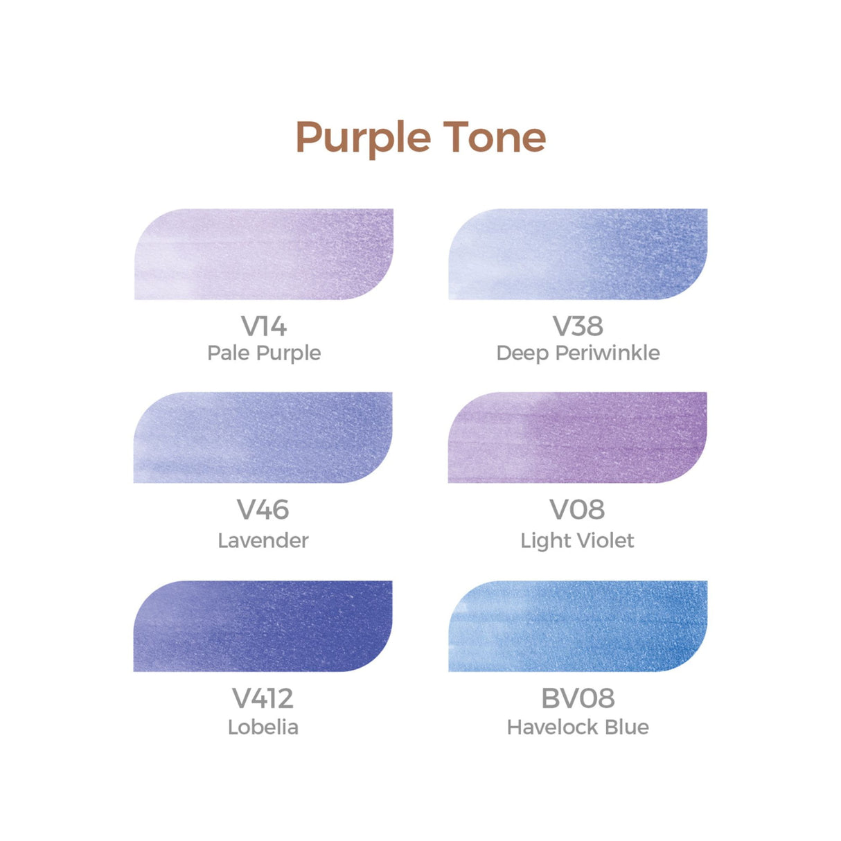 Ohuhu - Set 6 Marcadores al Alcohol Honolulu A Doble Punta Purple Tone