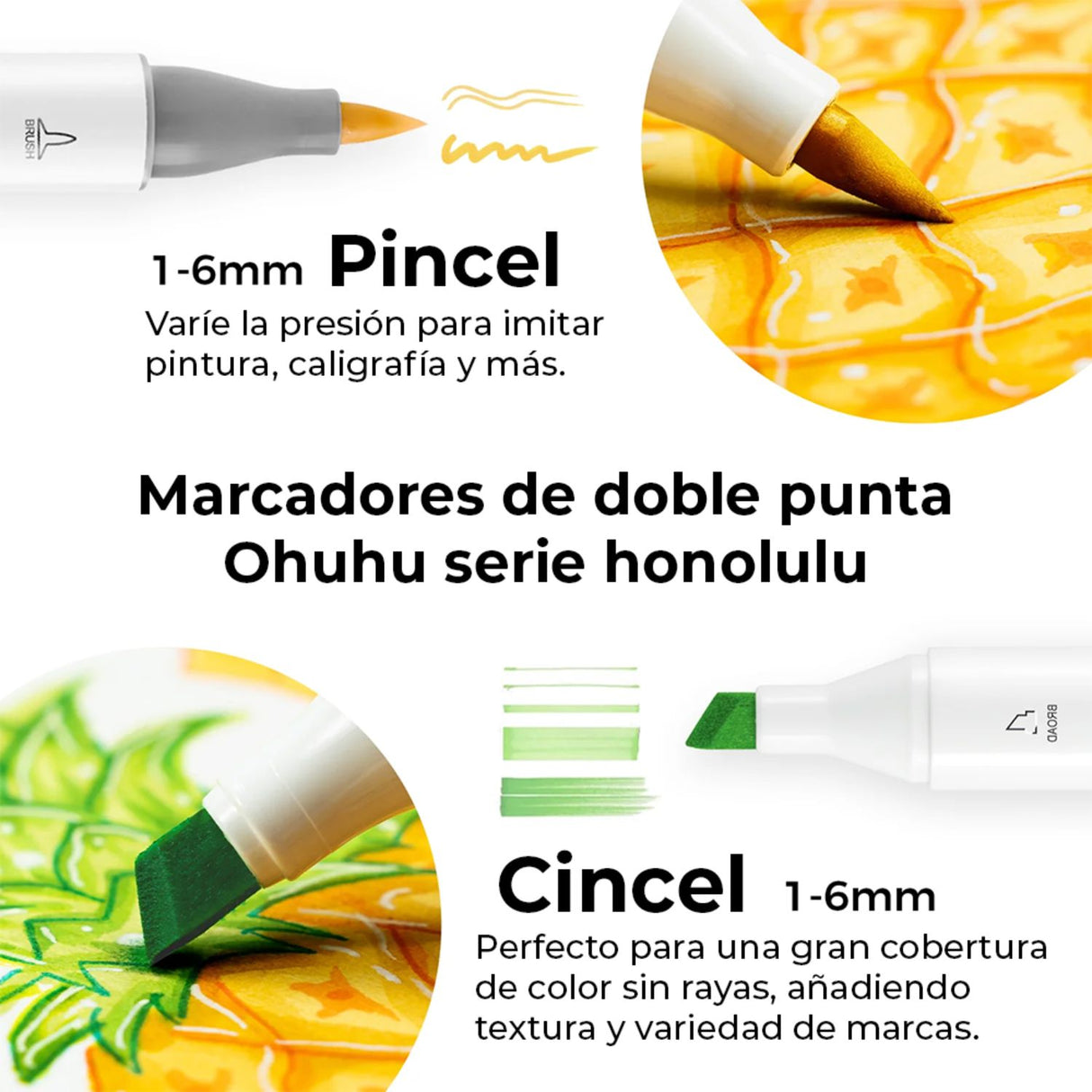 Ohuhu - Set 6 Marcadores al Alcohol Honolulu A Doble Punta Skin Tone