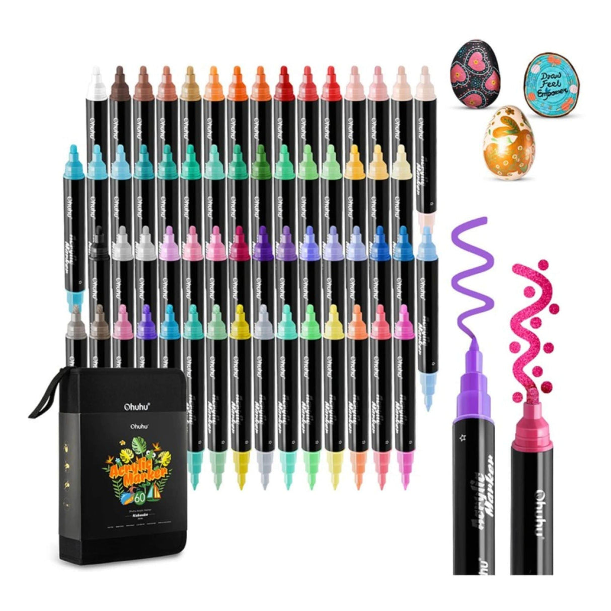 Ohuhu - Set 60 Marcadores Acrílicos Kakaako Doble Punta