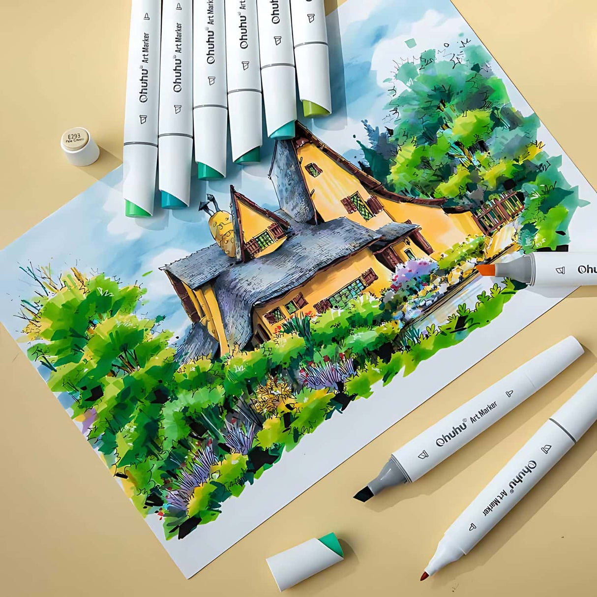 Ohuhu - Set 60 Marcadores al Alcohol Kaala Landscape Tones Fina y Biselada