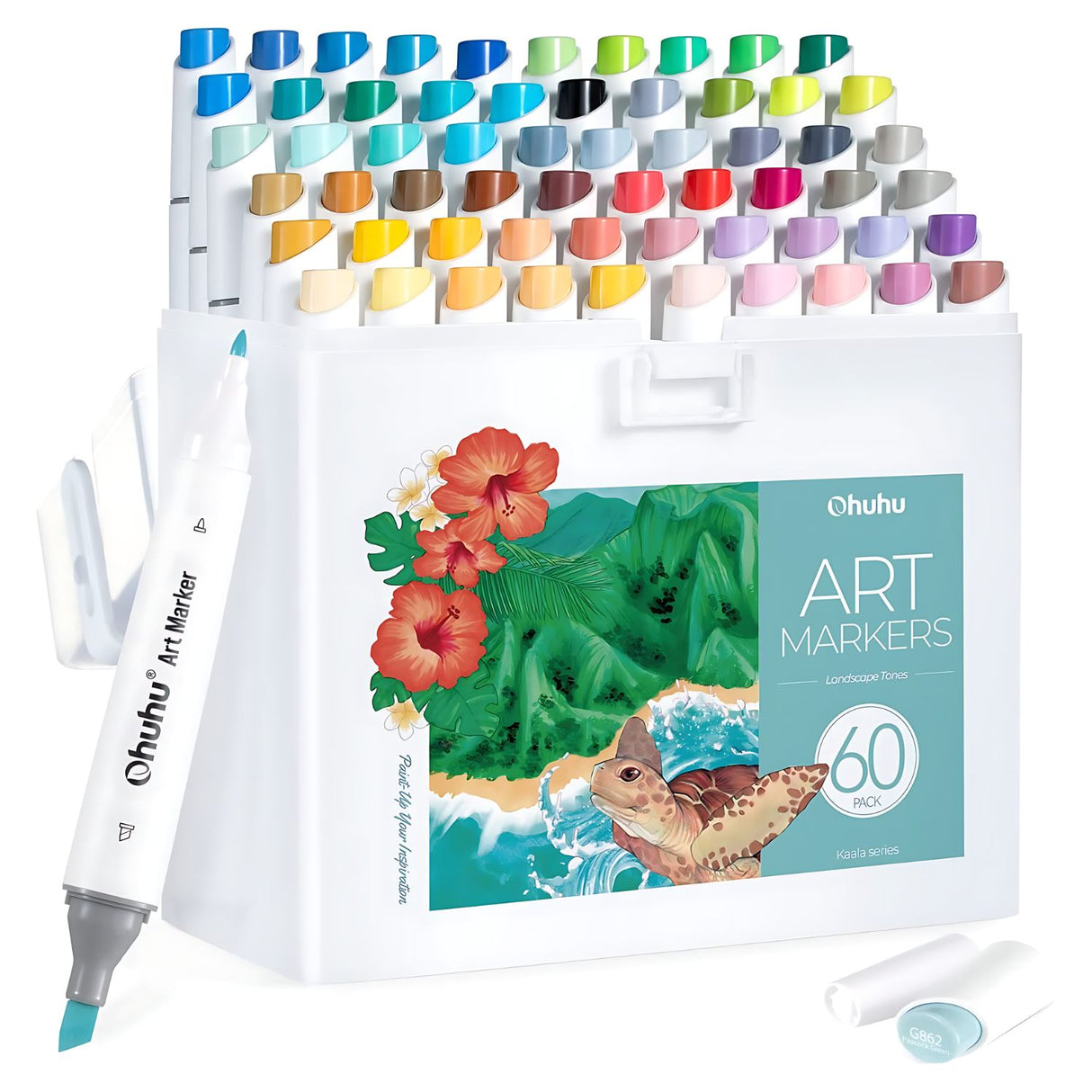 Ohuhu - Set 60 Marcadores al Alcohol Kaala Landscape Tones Fina y Biselada
