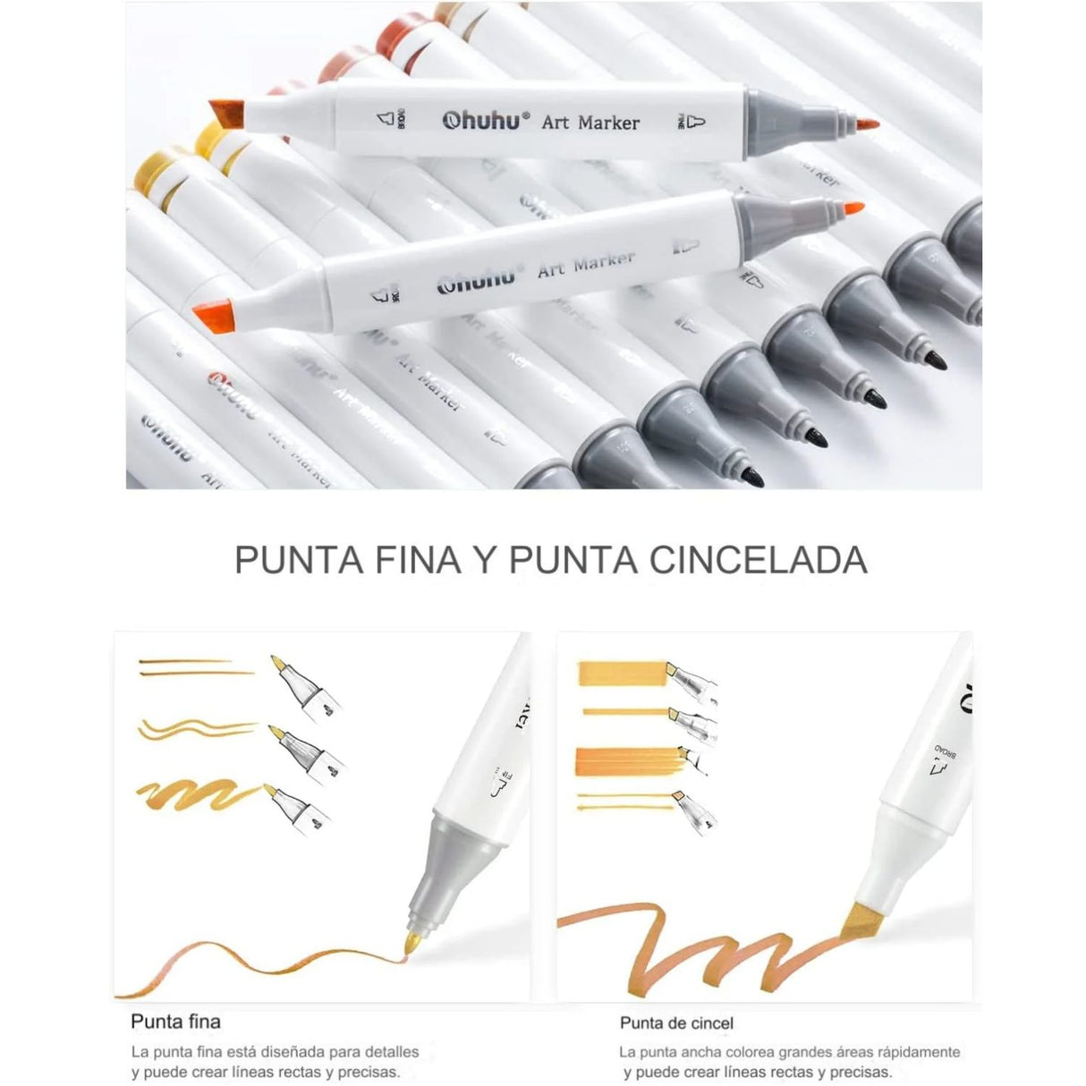 Ohuhu - Set 60 Marcadores al Alcohol Oahu Doble Punta