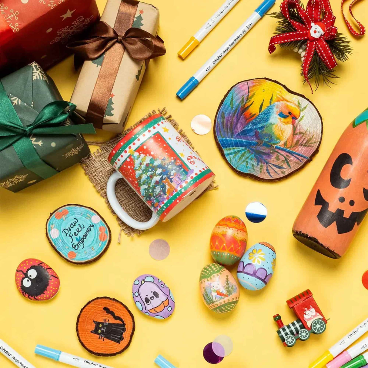 Ohuhu - Set 72 Marcadores Acrílicos Akaka Punta Fina y Redonda