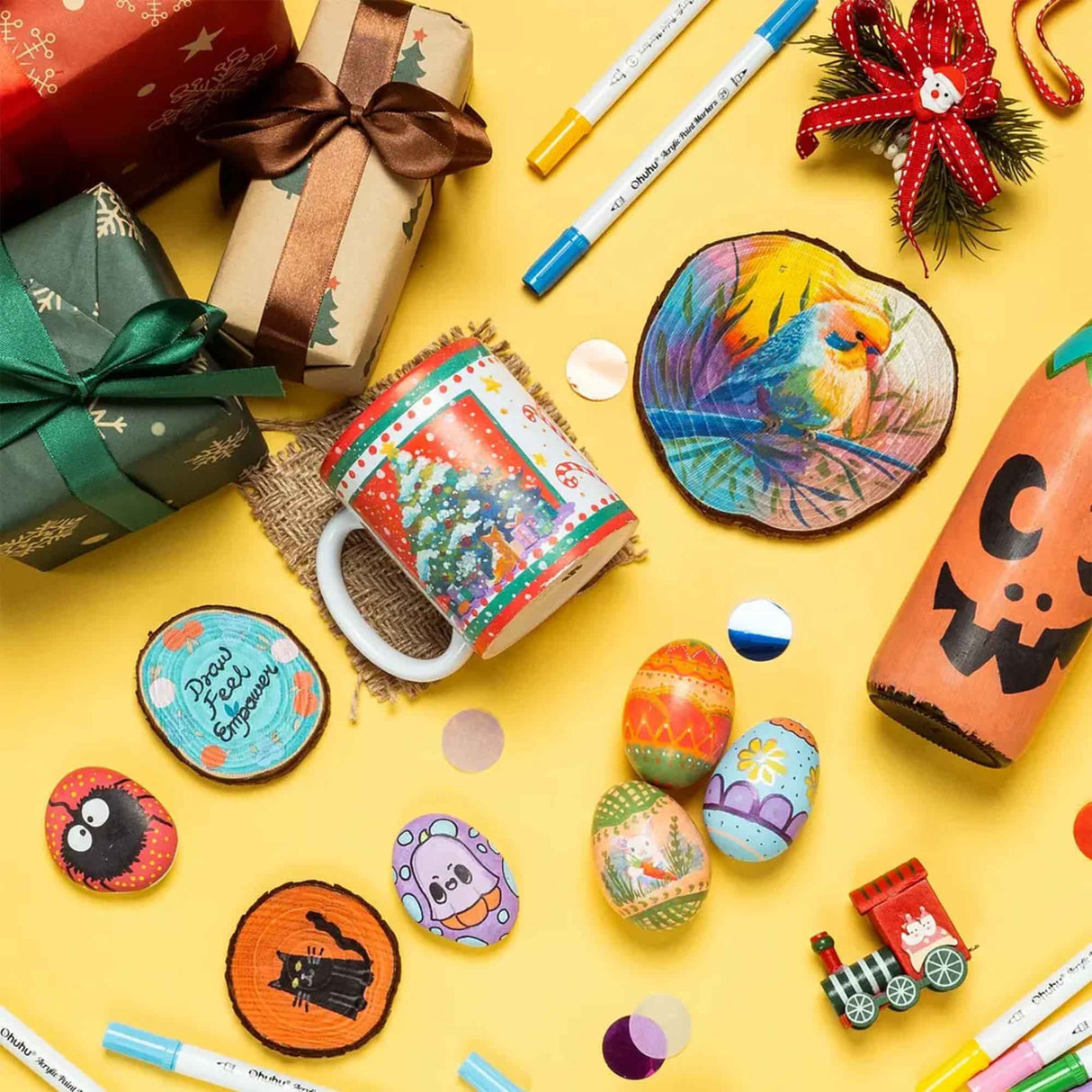 Ohuhu - Set 72 Marcadores Acrílicos Akaka Punta Pincel y Redonda