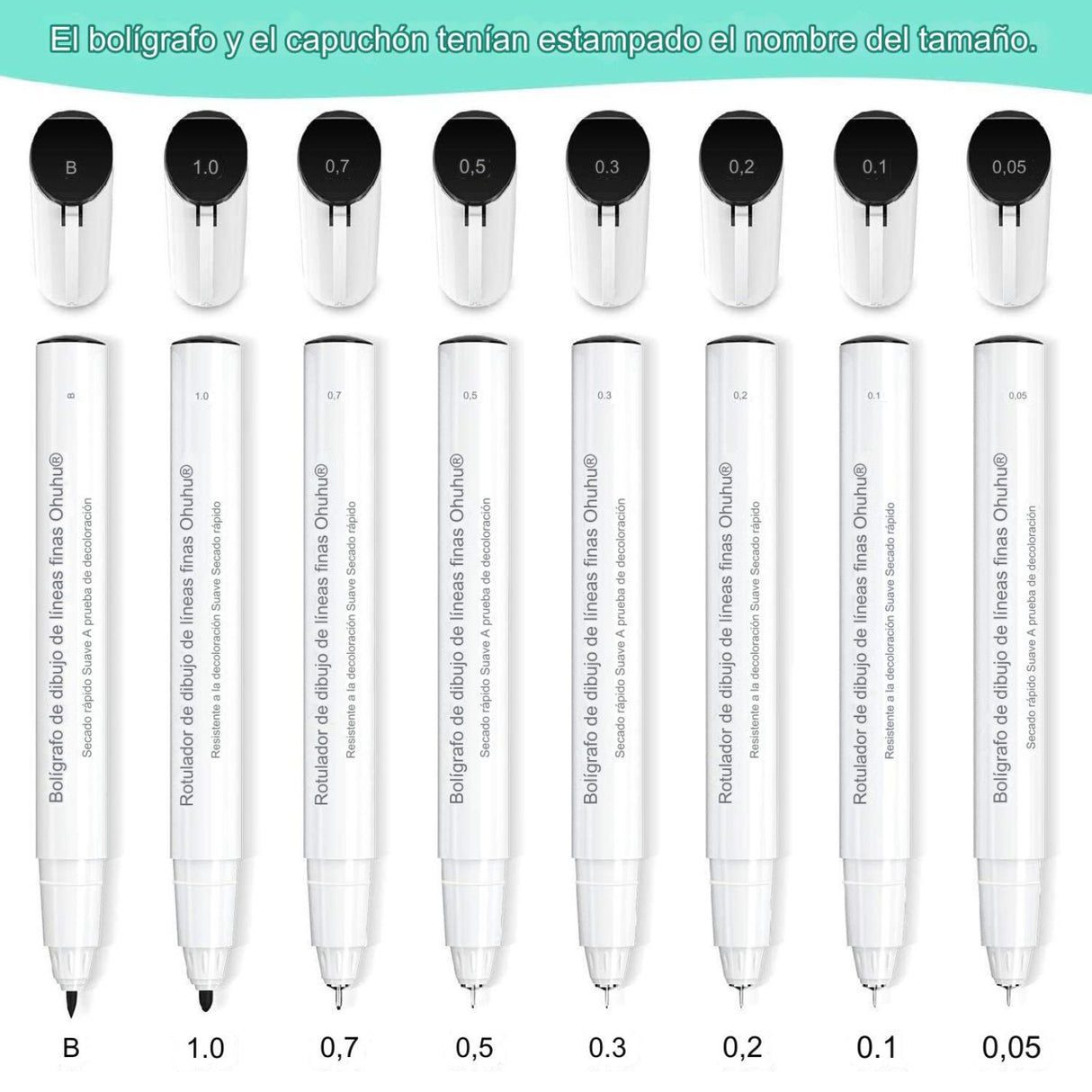 Ohuhu - Set 8 Tiralíneas Fine Line Drawing Pen