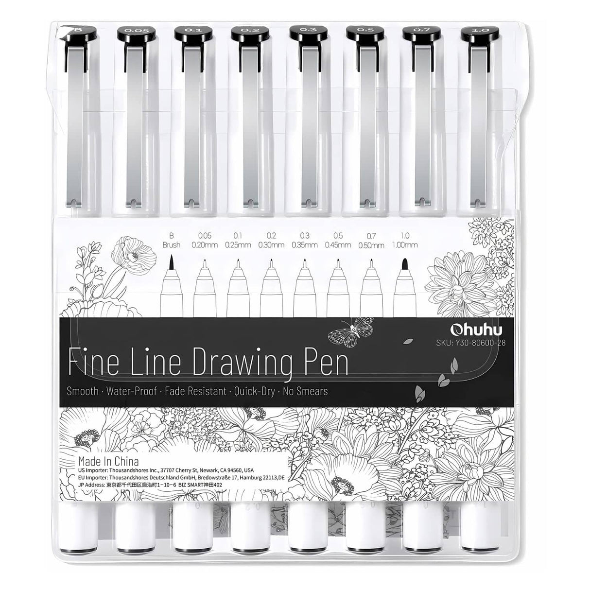 Ohuhu - Set 8 Tiralíneas Fine Line Drawing Pen