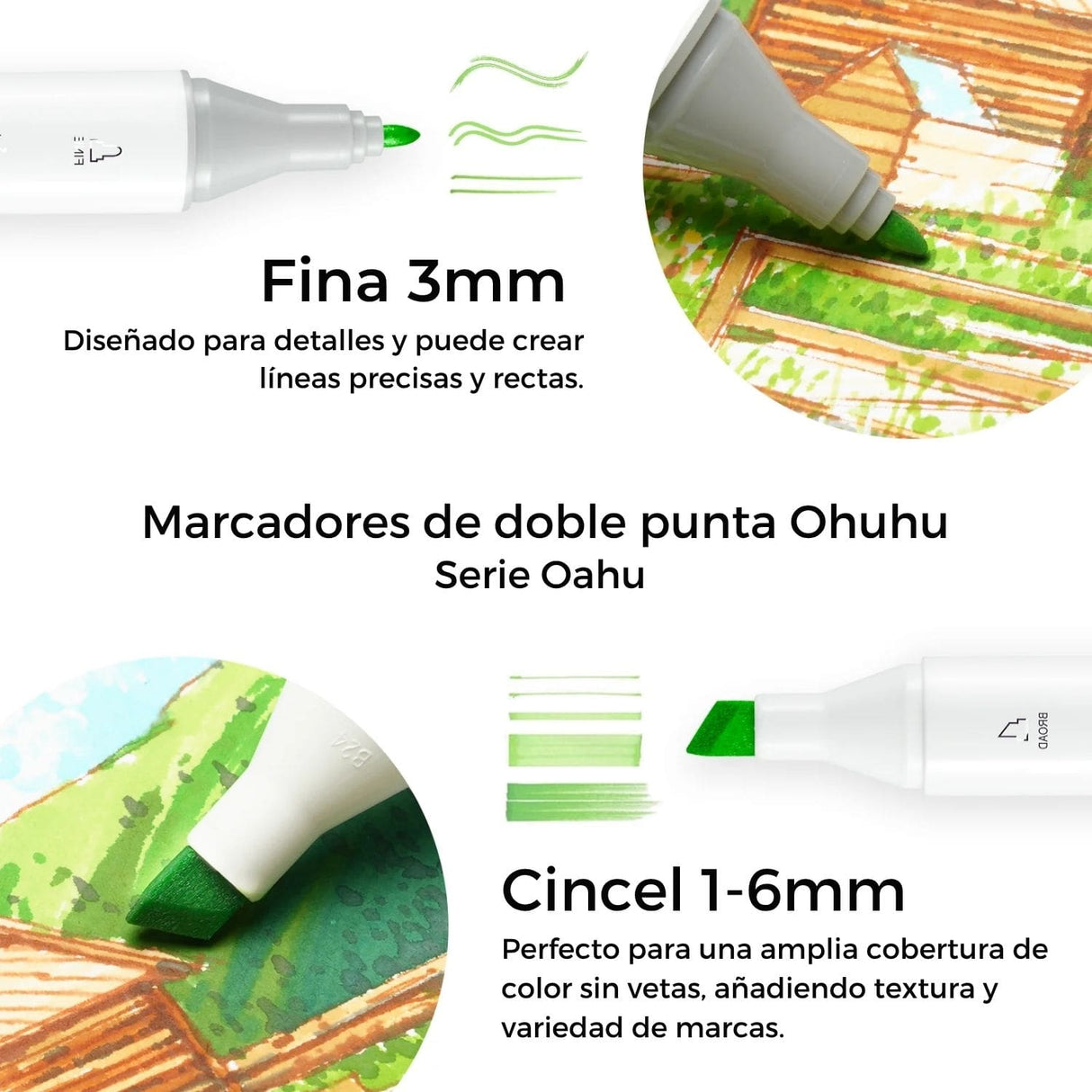 Ohuhu - Set 80 Marcadores al Alcohol Oahu Doble Punta