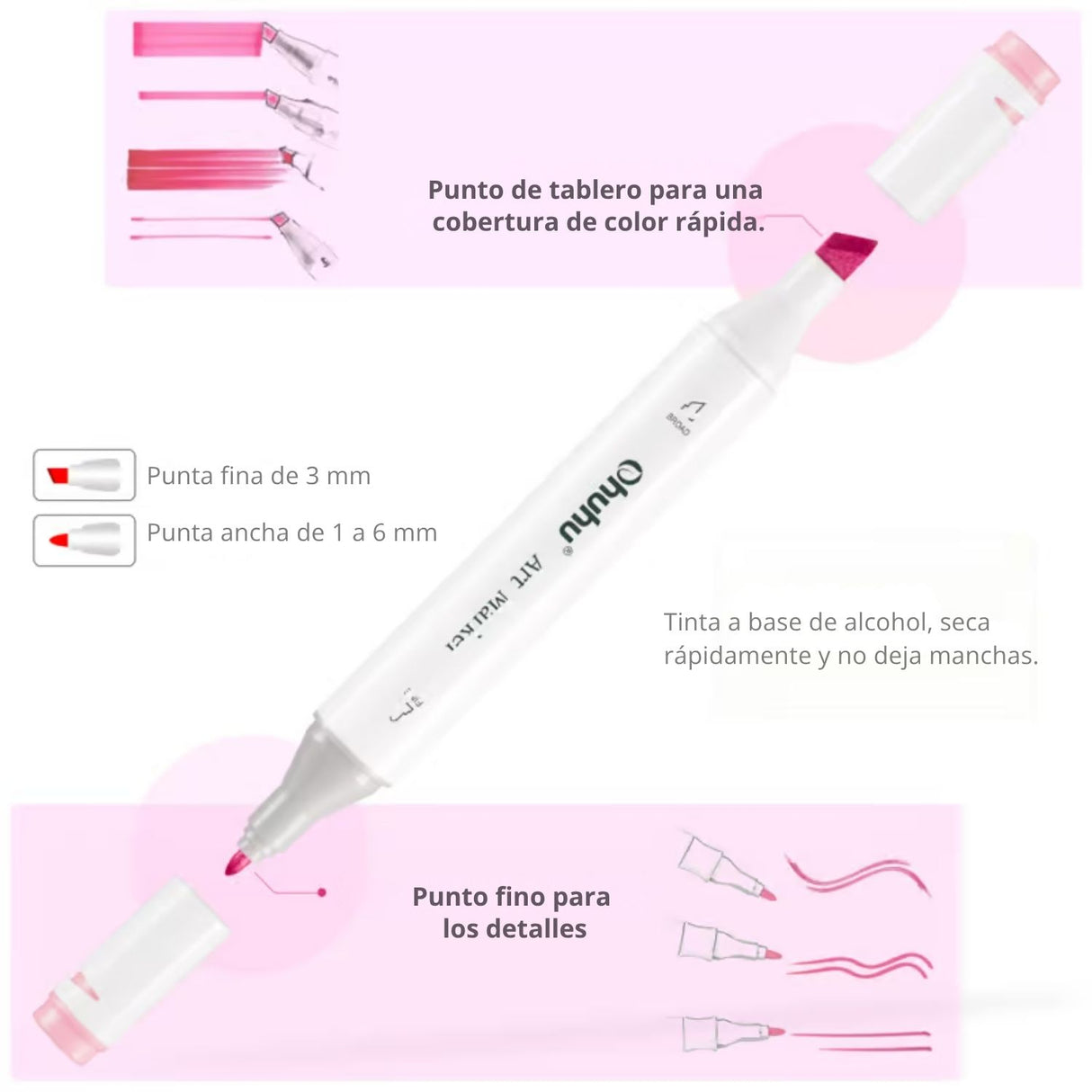 Ohuhu - Set 80 Marcadores al Alcohol Oahu Doble Punta