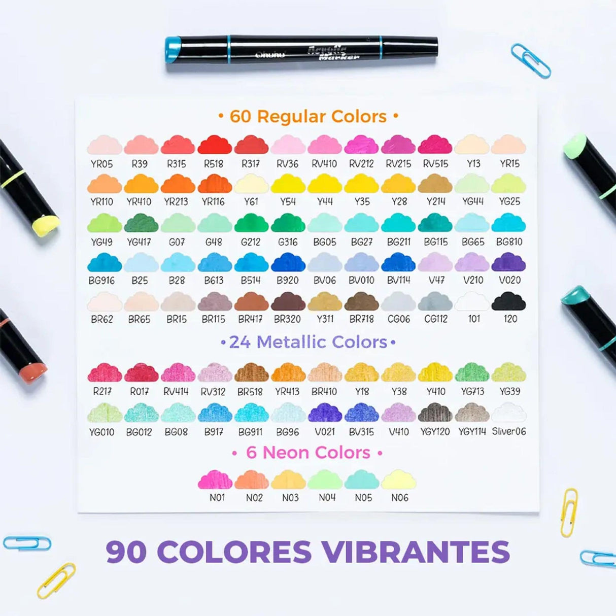 Ohuhu - Set 90 Marcadores Acrílicos Kakaako Doble Punta