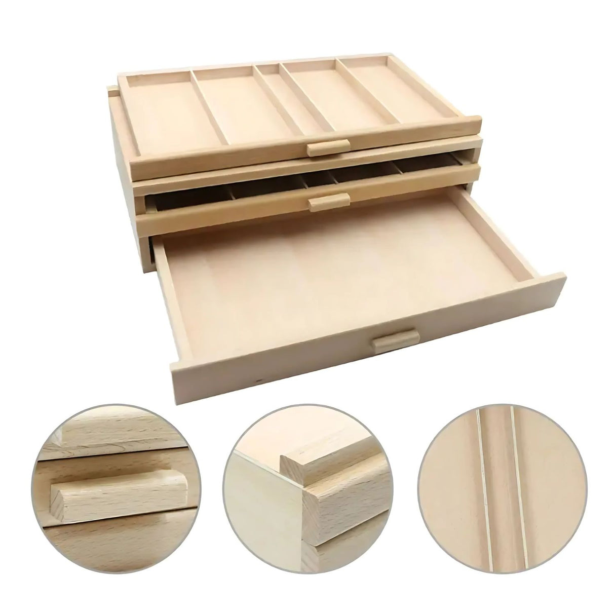 Organizador de Madera para Escritorio con 3 Cajones