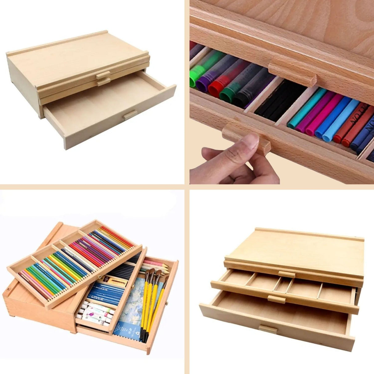 Organizador de Madera para Escritorio con 3 Cajones