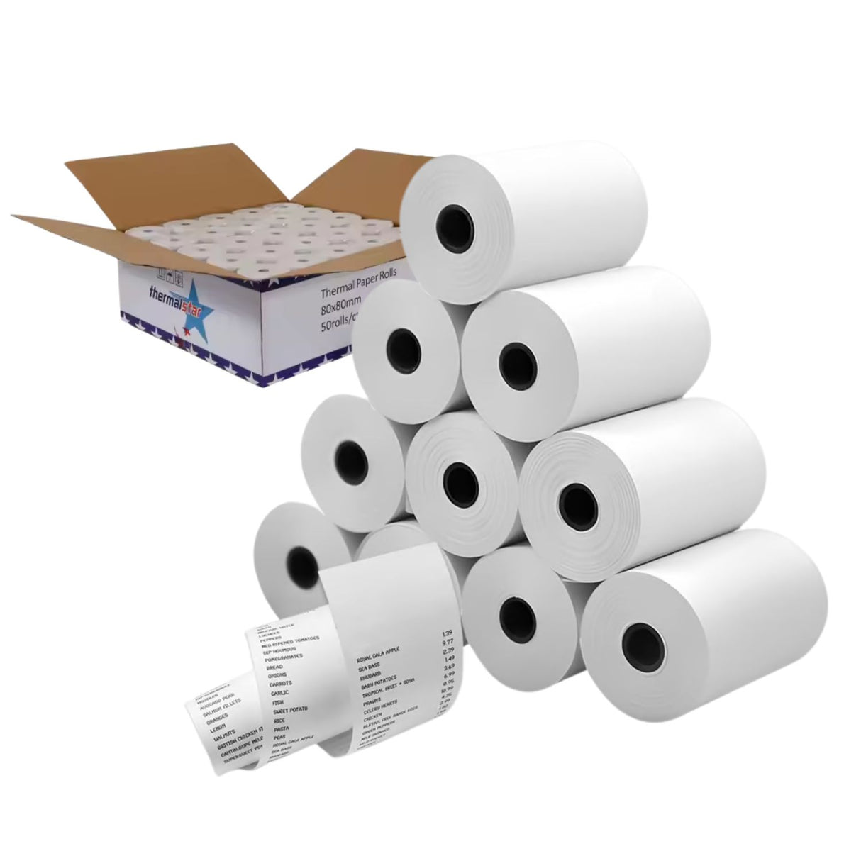 ThermalStar - Pack 10 Rollos Papel Térmico 80 m x 80 mm