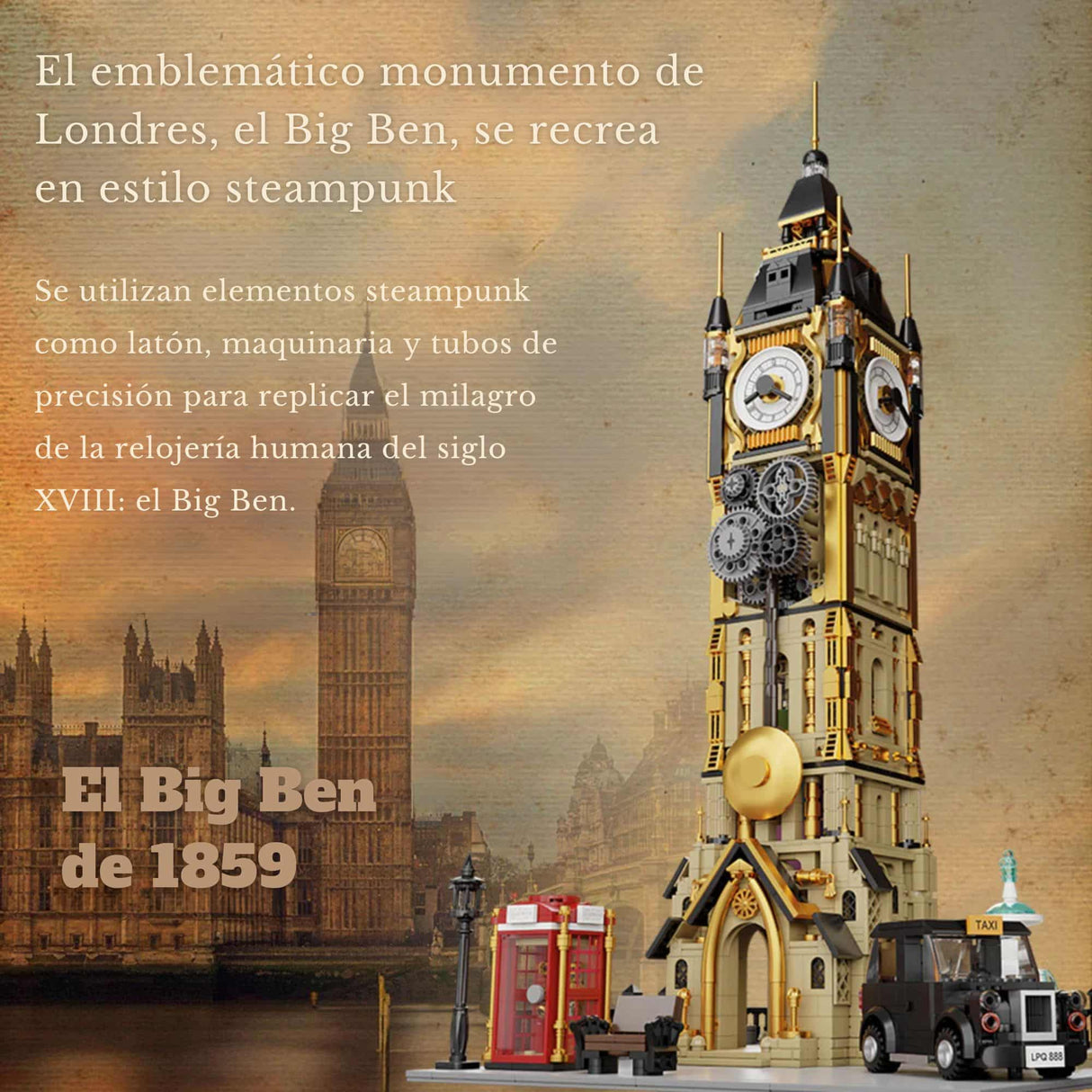 Pantasy - Juego de Bloques Steampunk Series Torre del Reloj