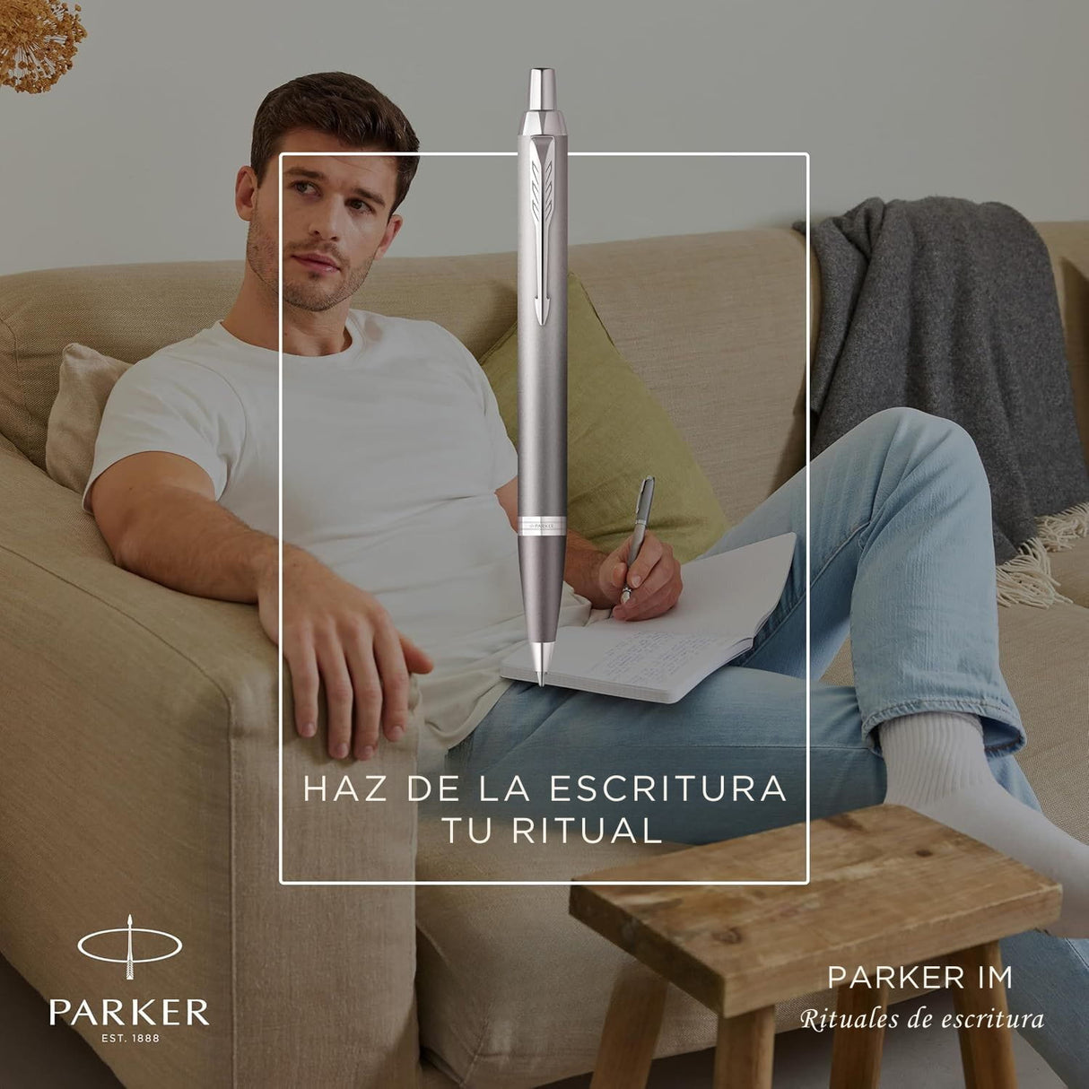 Parker - Bolígrafo IM Writing Rituals Tinta Azul, Punta M, Grey