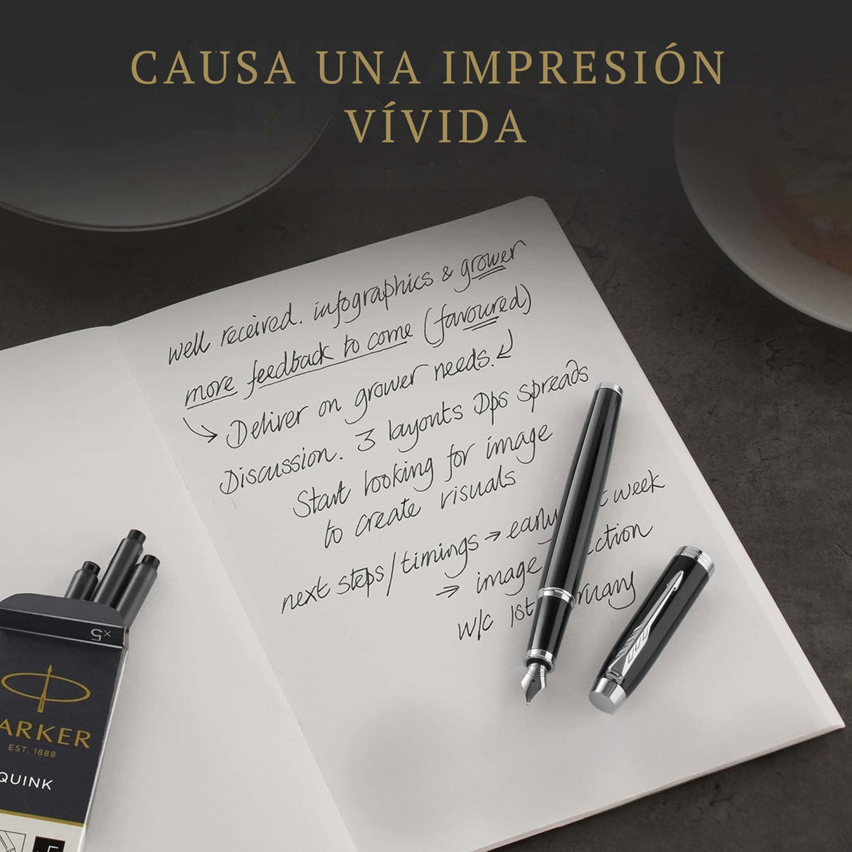 Parker - Pack 6 Cartuchos de Tinta para Pluma Quink Mini