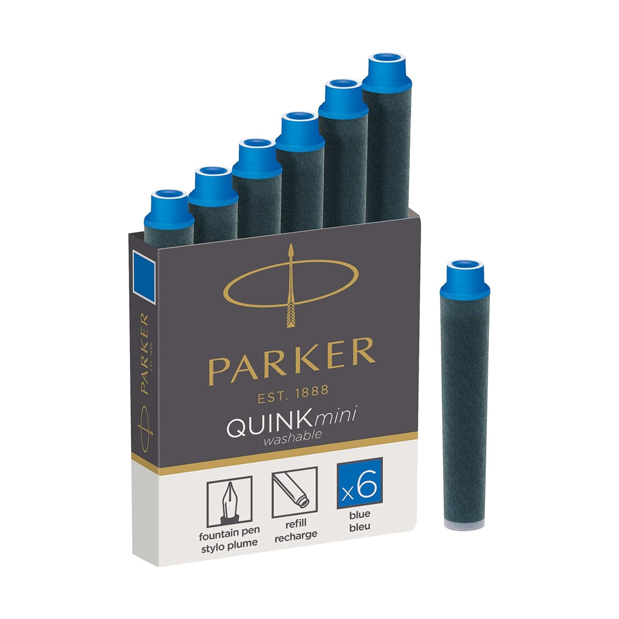 Parker - Pack 6 Cartuchos de Tinta para Pluma Quink Mini