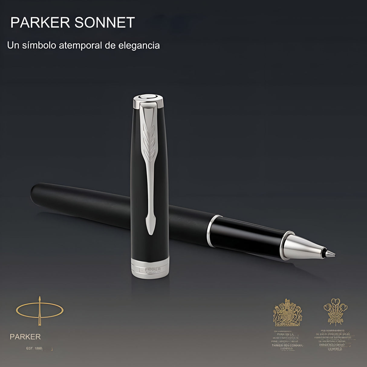 Parker Sonnet - Boligrafo Matte Black Lacquer Palladium Trim, Punta Media, Tinta Negra