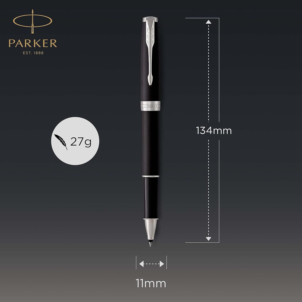Parker Sonnet - Boligrafo Matte Black Lacquer Palladium Trim, Punta Media, Tinta Negra