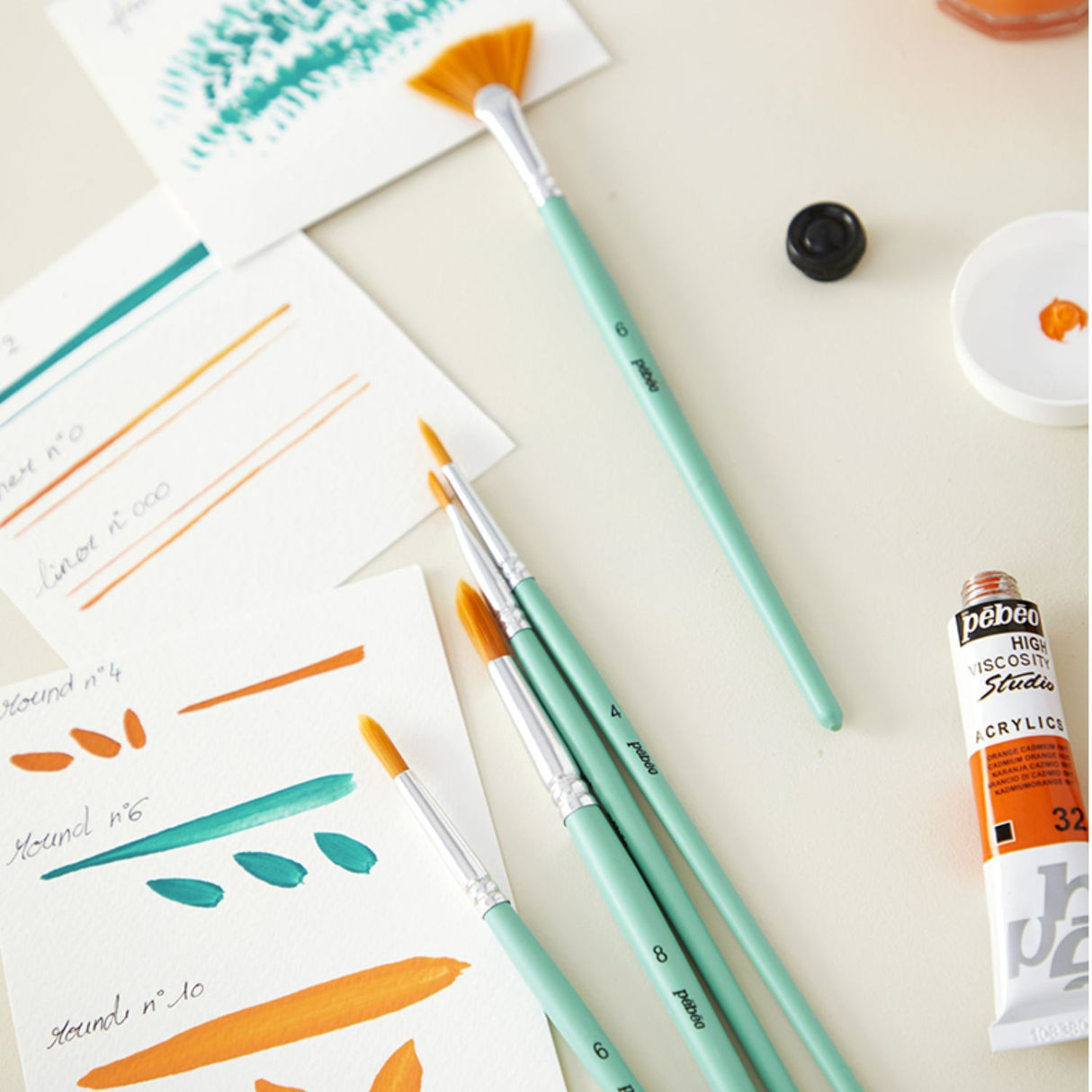 Pebeo - Set 3 Pinceles Acrílico Fluido Abanico (Fan Blender)