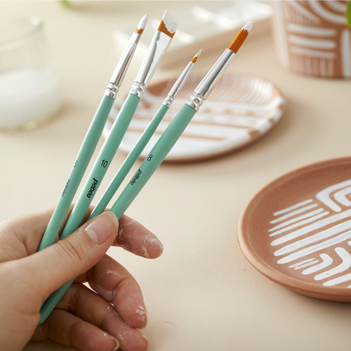 Pebeo - Set 4 Pinceles Acrílico Fluido Angulares