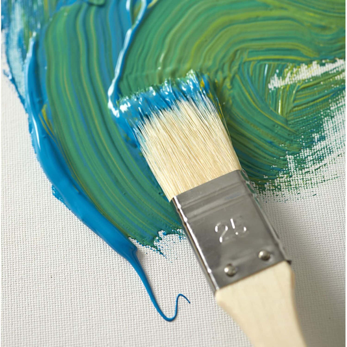 Pebeo - Set 4 Pinceles Acrílico y Óleo Largos y Brocha Pelo Cerda Blanca