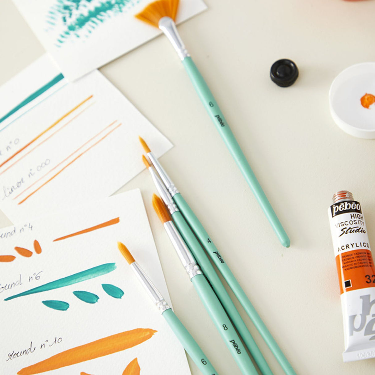 Pebeo - Set 6 Pinceles Acrílico Fluido Redondos