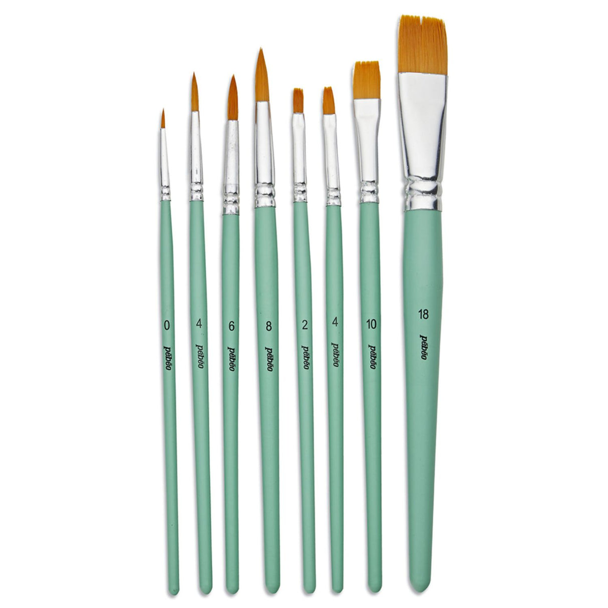 Pebeo - Set 8 Pinceles Acrílico Fluido Redondos y Planos