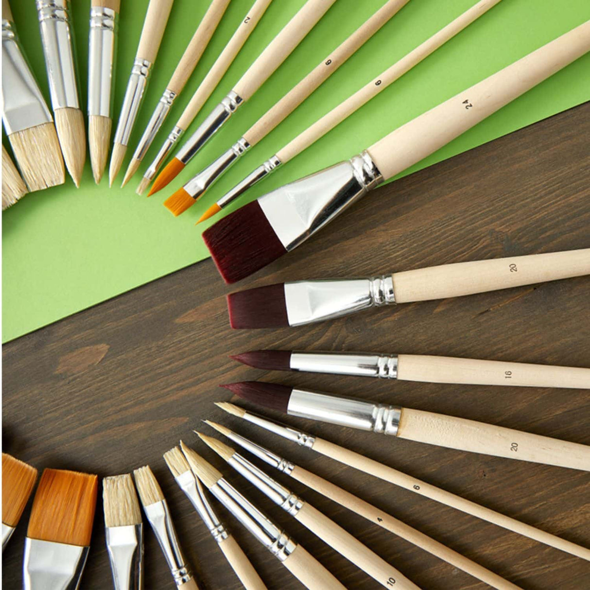 Pebeo - Set 8 Pinceles Acrílico y Óleo Largos Pelo Sintético Café