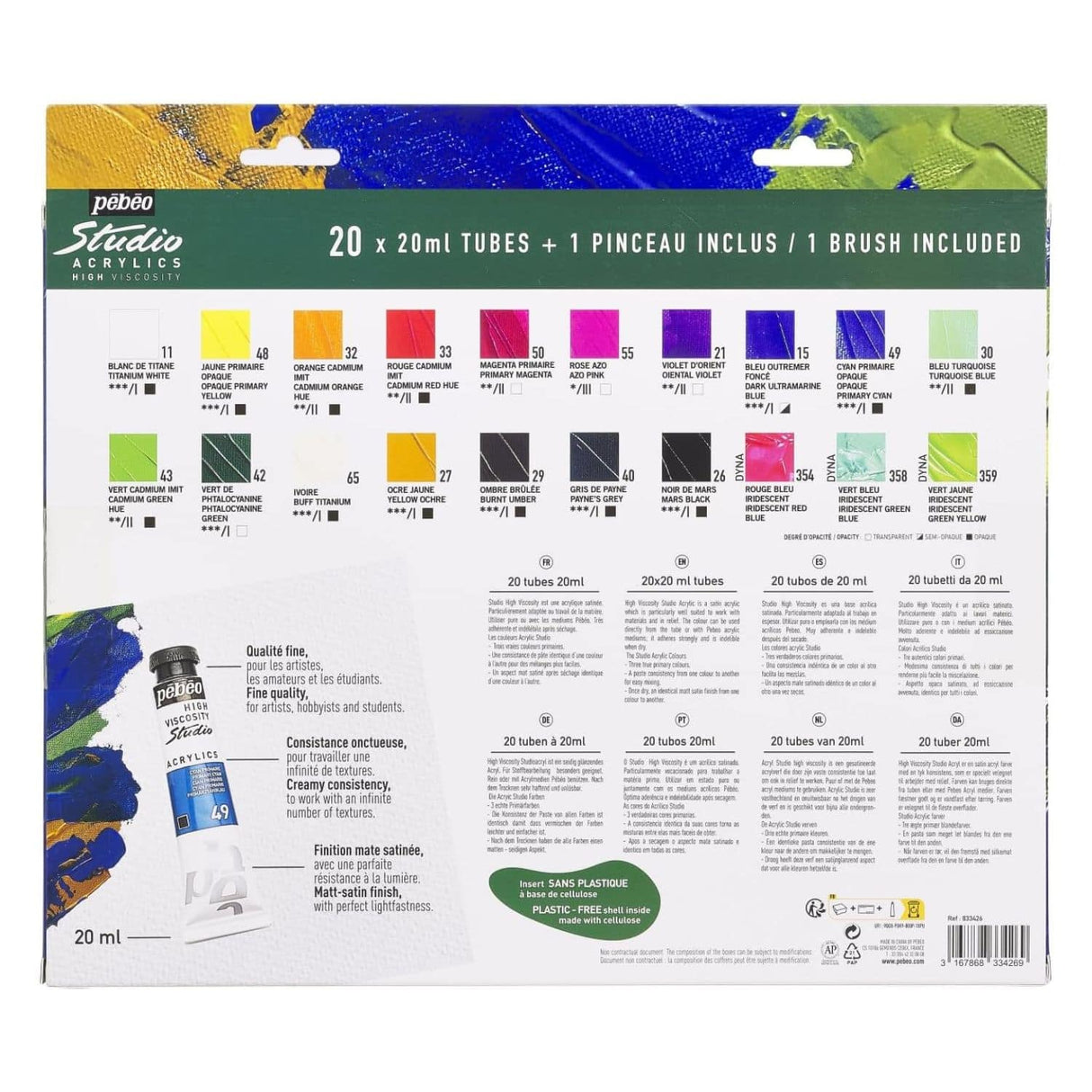 Pebeo Studio - Set 20 Acrílicos Tubos 20 ml