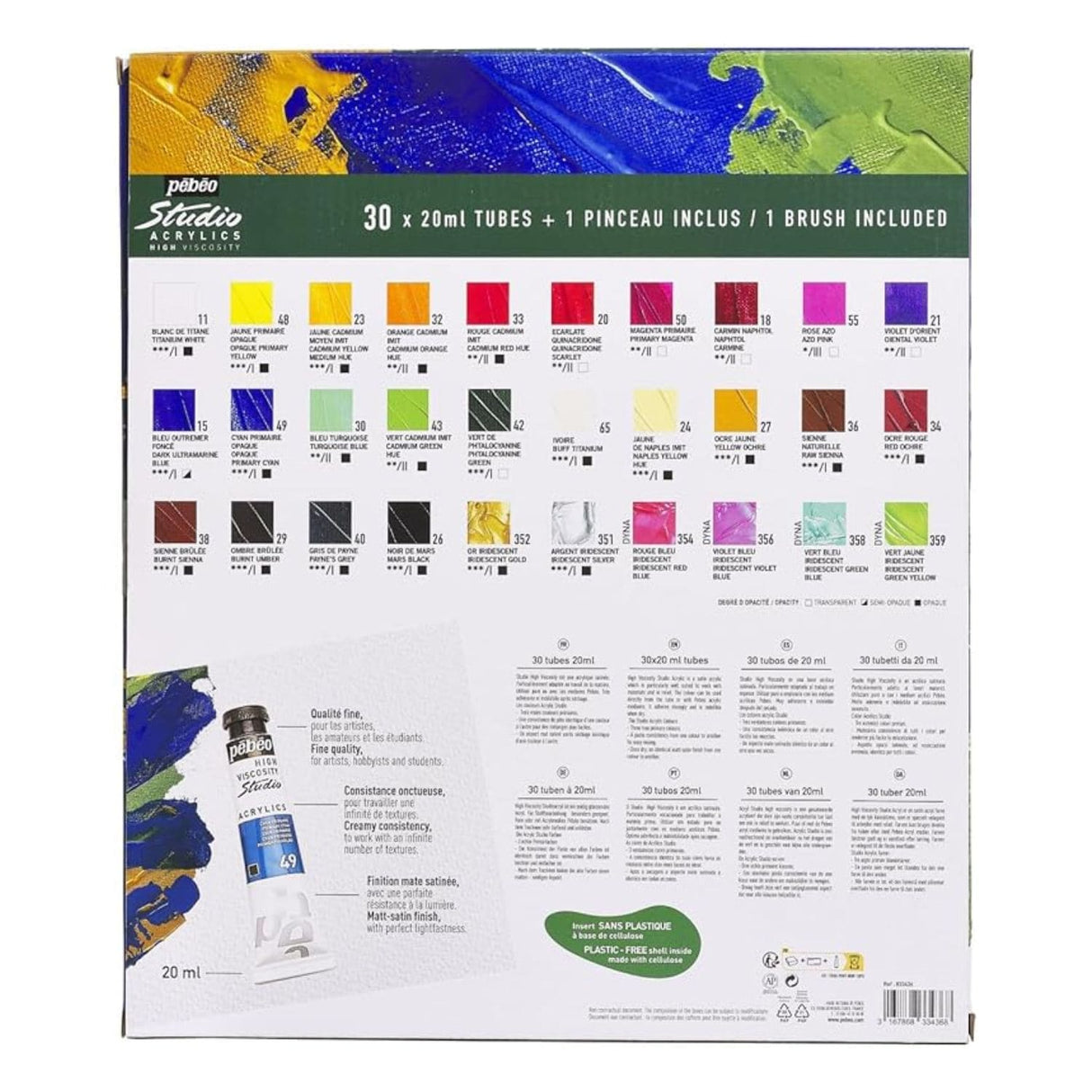 Pebeo Studio - Set 30 Acrílicos Tubos 20 ml