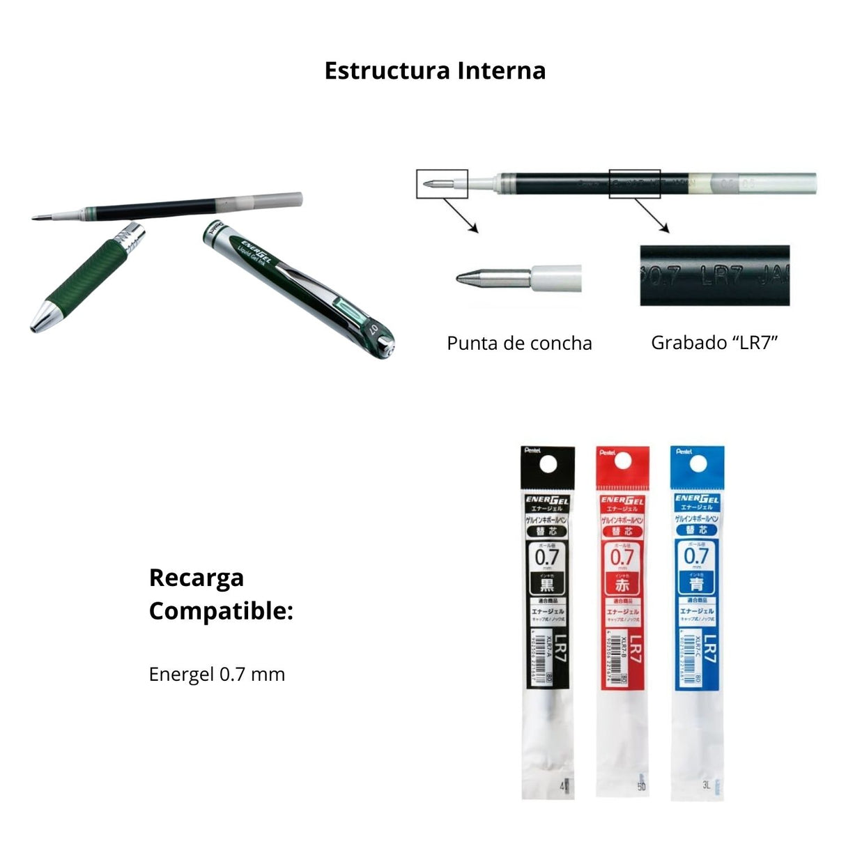 Pentel - Lápiz Gel Energel Bullet Tip 0,7 mm