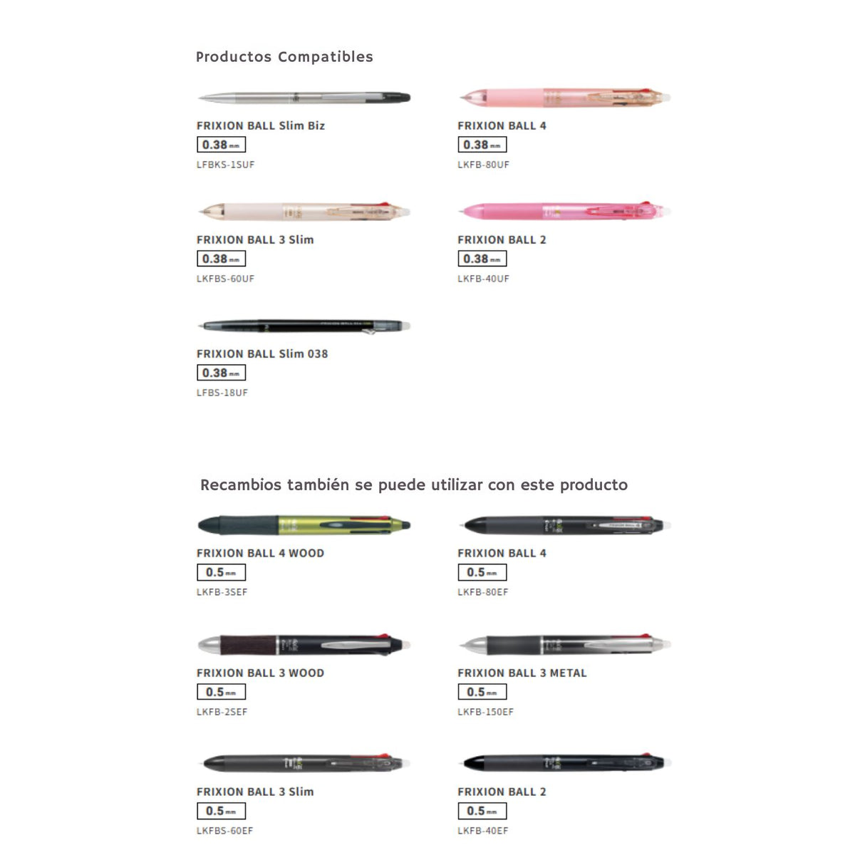 Pilot - Pack 3 Repuestos Lápiz Gel Frixion Ball Slim LFBTRF30UF-3 Punta 038