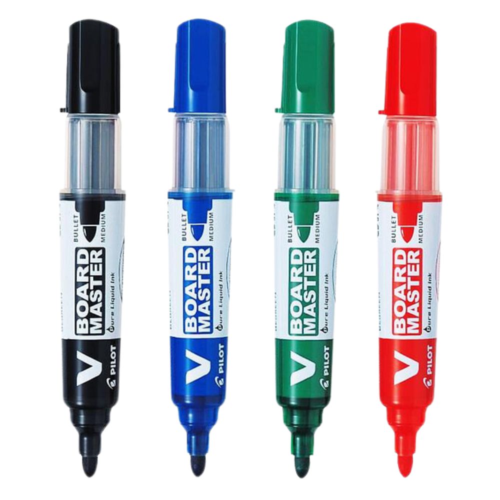 Pilot V Board Master - Set 4 Plumones de Pizarra Recargables Punta M