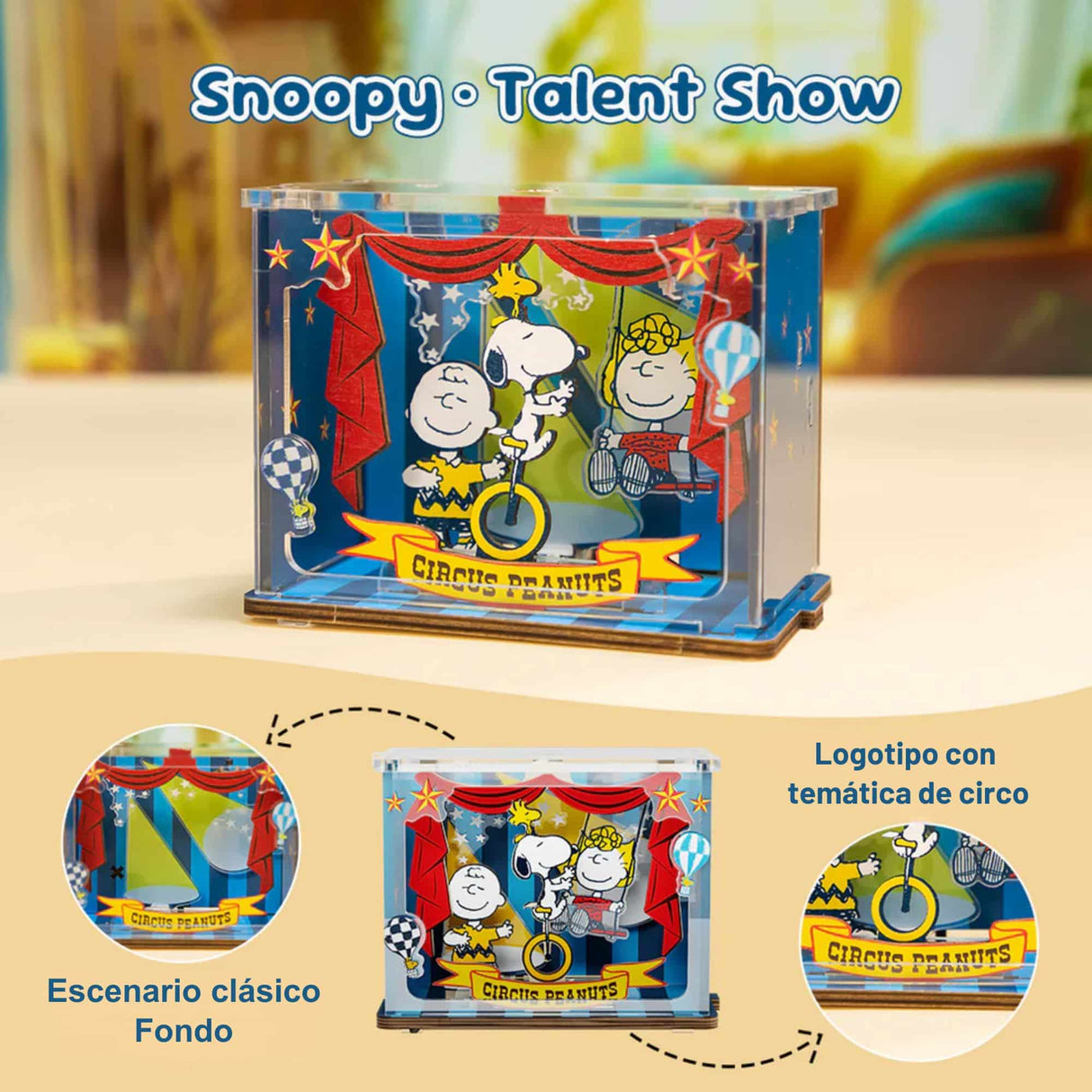 Puremind - Casa Miniatura Snoopy Happy Stage Wooden Mini Scene