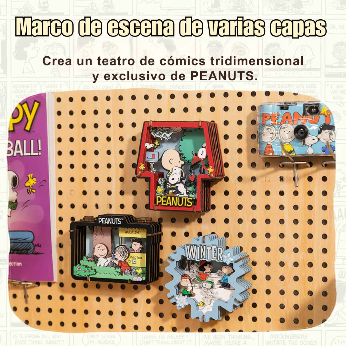 Puremind - Casa Miniatura Snoopy Healing Hug Wooden Theater