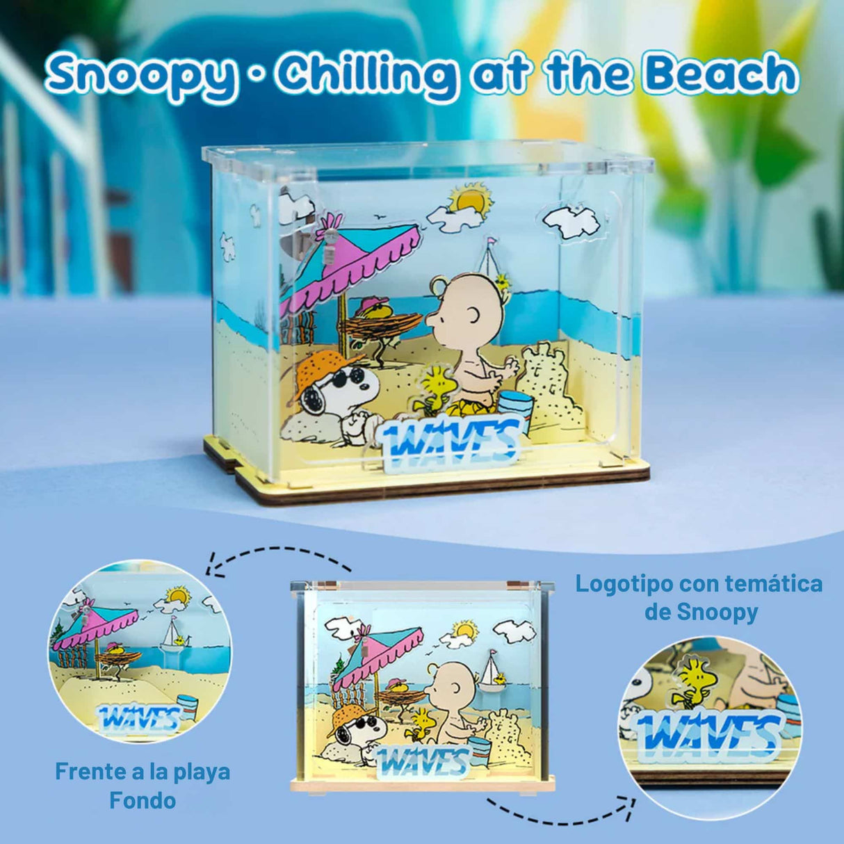 Puremind - Casa Miniatura Snoopy Holiday Beach Wooden Mini Scene