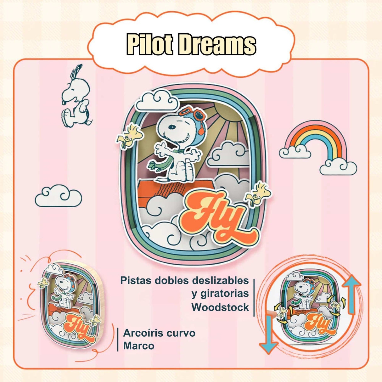 Puremind - Imán Snoopy Pilot Dreams Wooden Magnet