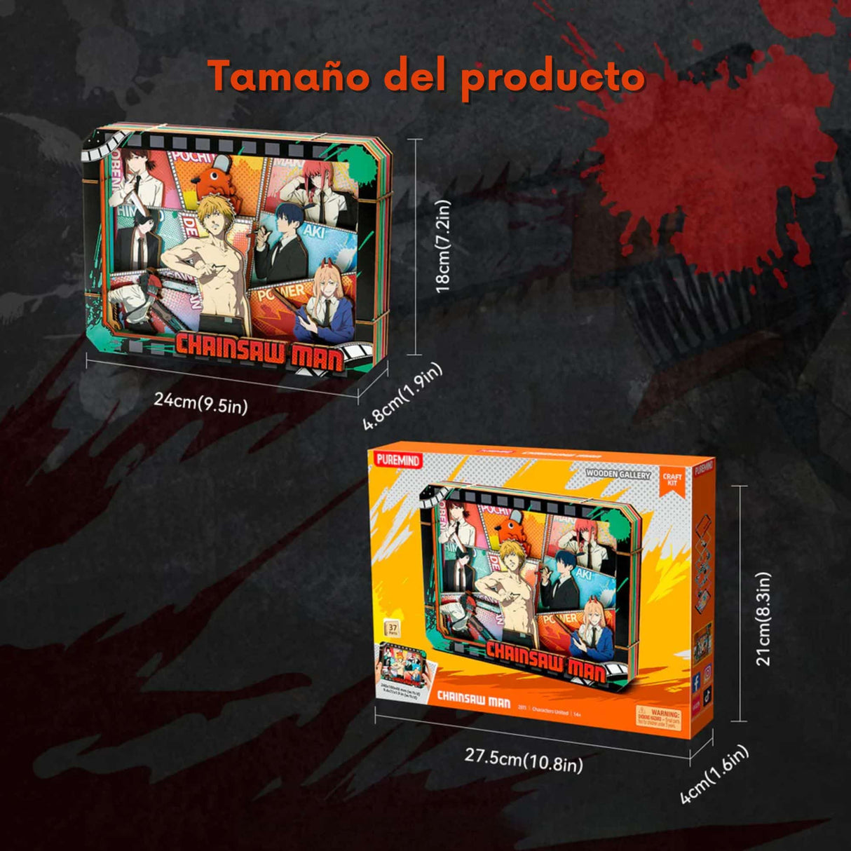 Puremind - Puzzle 3D Chainsaw Man Wooden Gallery Characters United