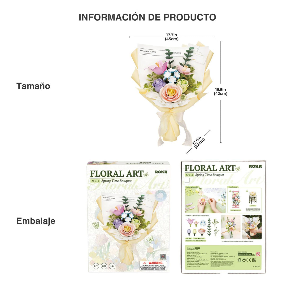 Rokr Floral Art - Puzzle 3D Ramo de Flores Spring Time Bouquet