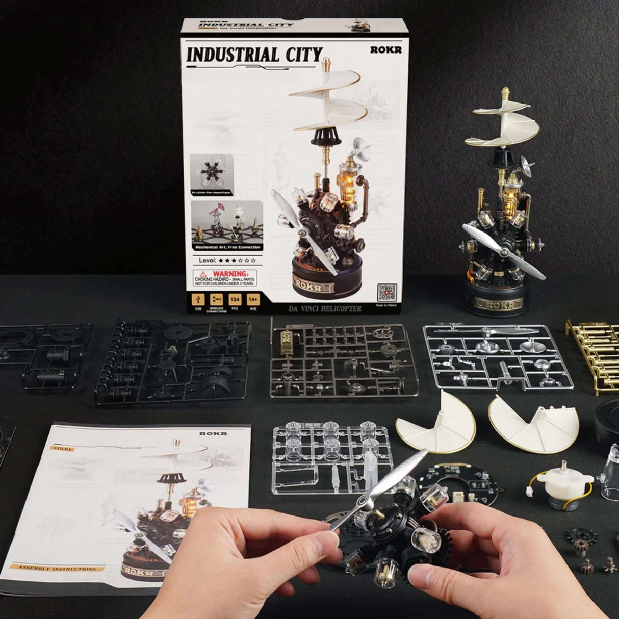 Rokr Industrial City Series - Puzzle 3D Da Vinci Helicopter