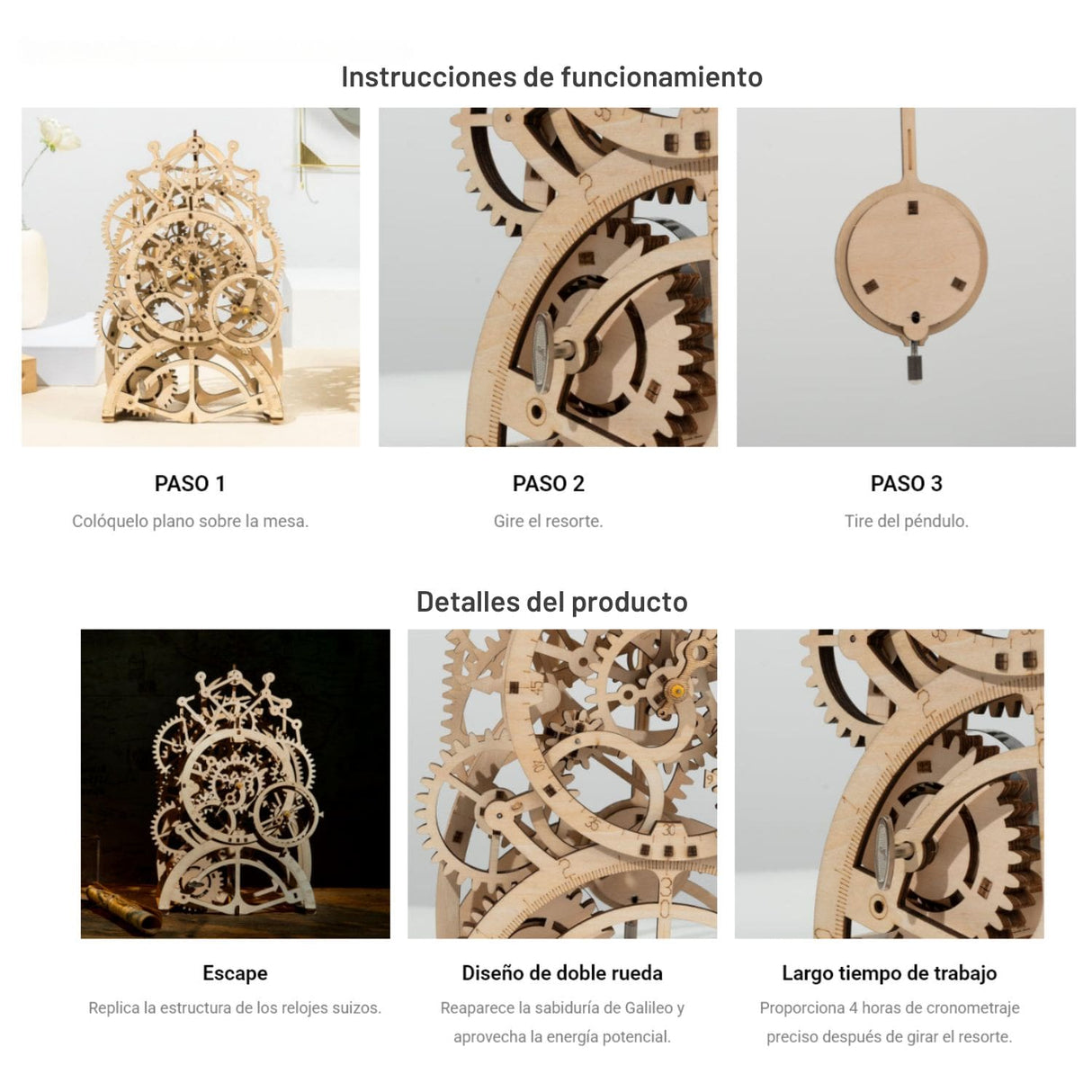Rokr Mechanical Gears - Puzzle 3D Pendulum Clock Reloj de Péndulo