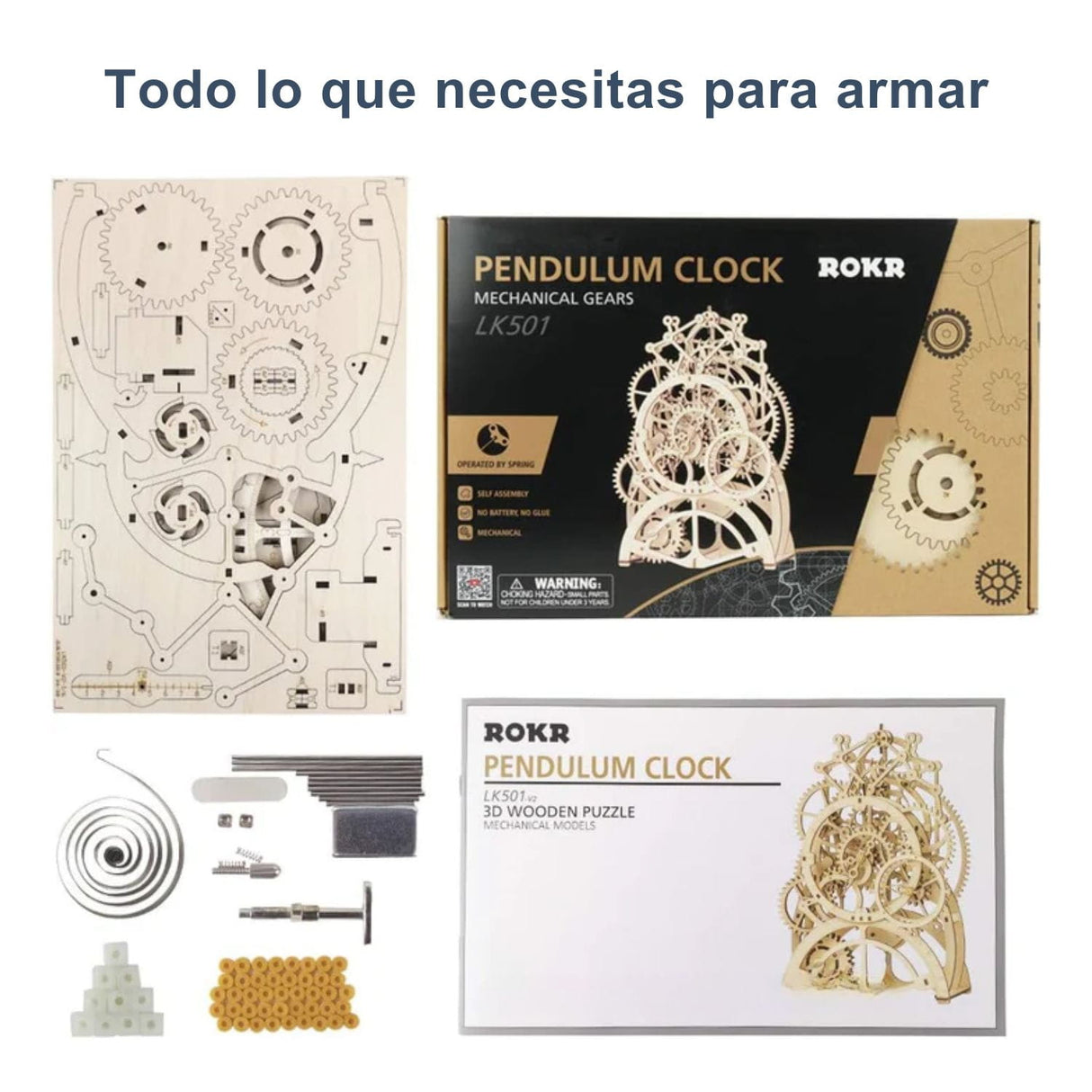 Rokr Mechanical Gears - Puzzle 3D Pendulum Clock Reloj de Péndulo