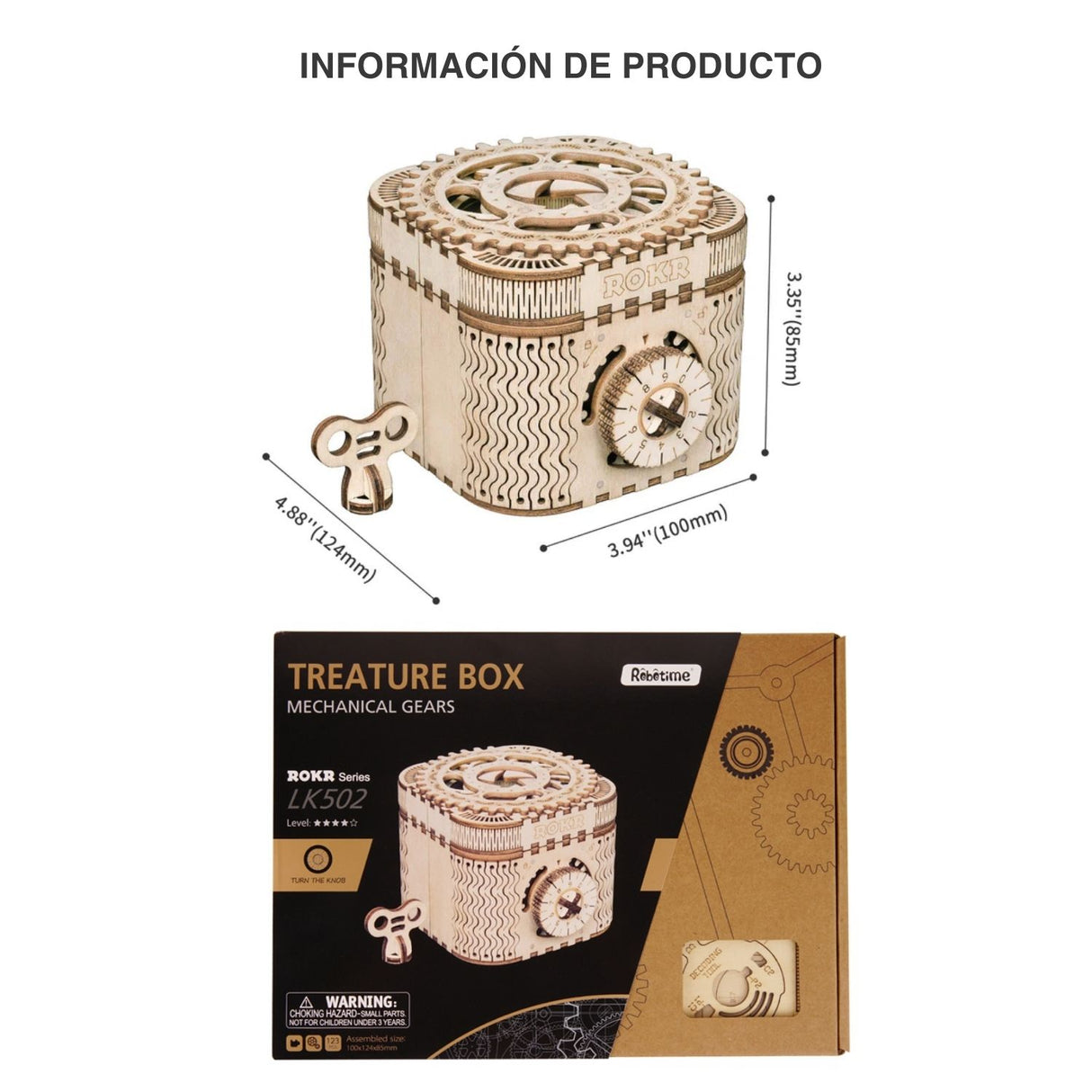 Rokr Mechanical Gears - Puzzle 3D Treasure Box Caja del Tesoro