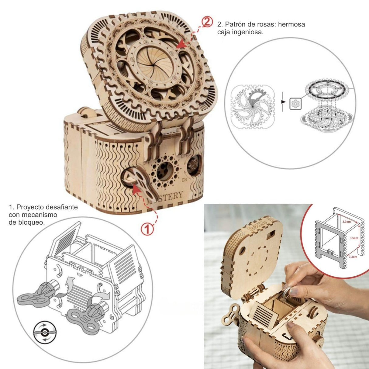 Rokr Mechanical Gears - Puzzle 3D Treasure Box Caja del Tesoro