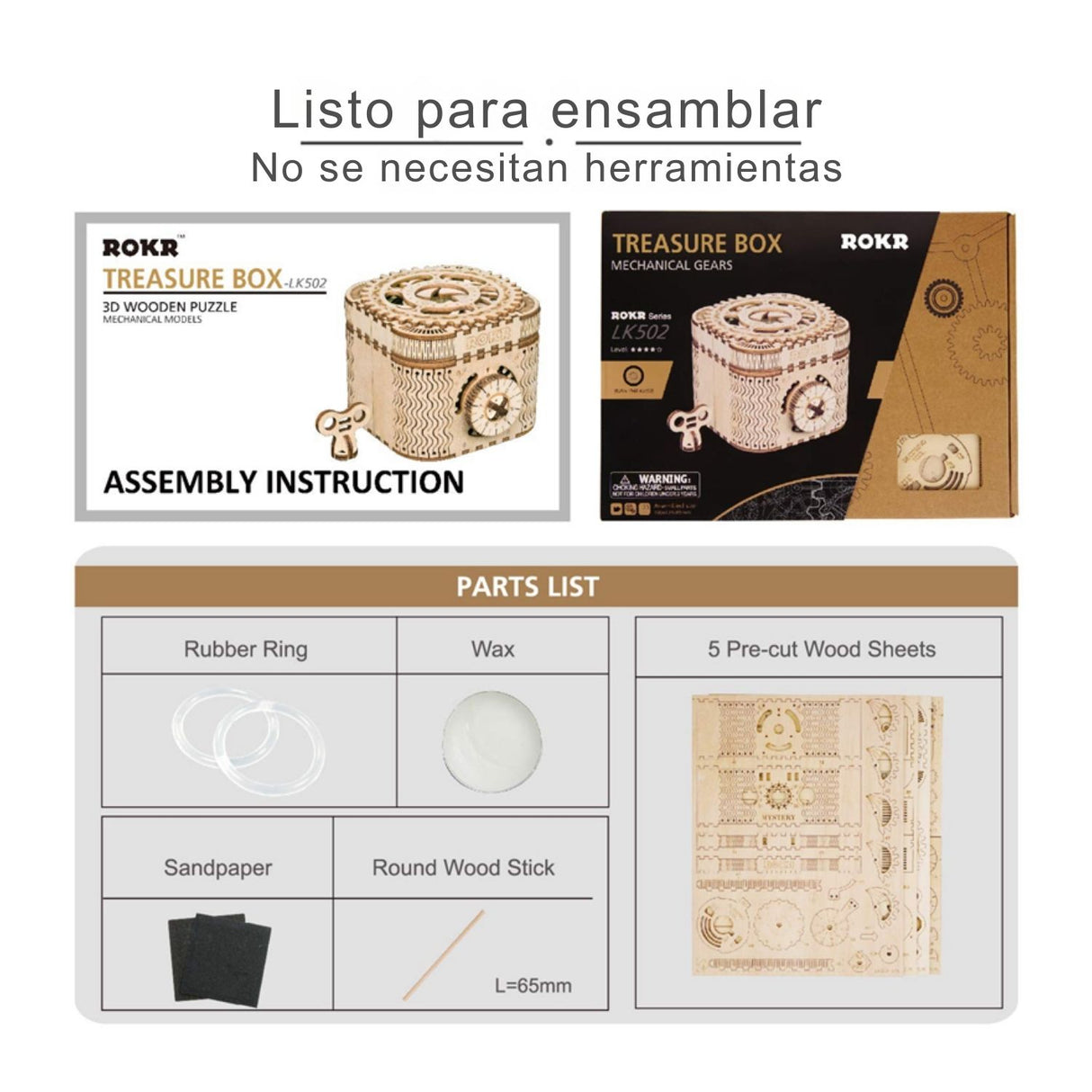 Rokr Mechanical Gears - Puzzle 3D Treasure Box Caja del Tesoro