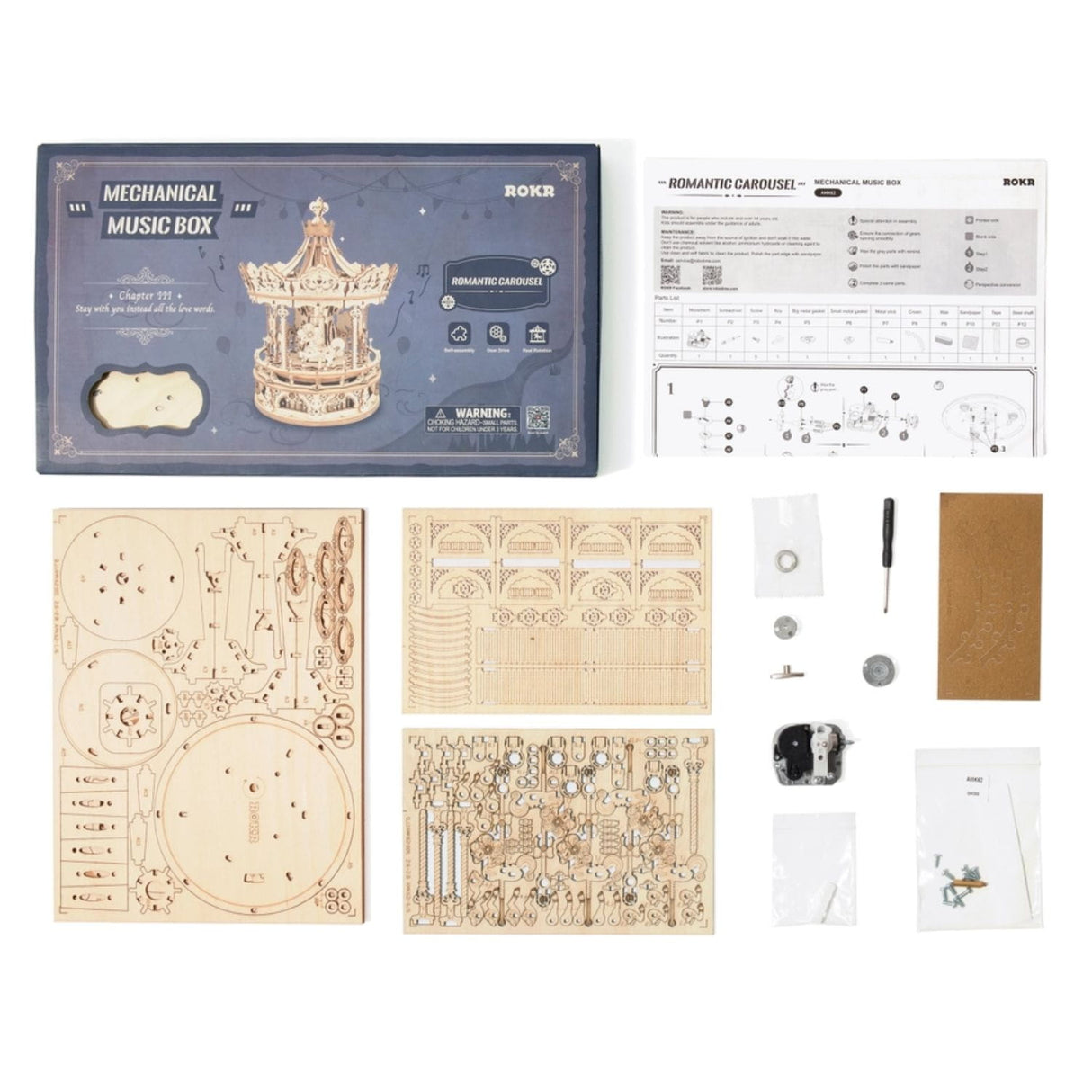 Rokr Mechanical Music Box - Puzzle 3D Romantic Carousel