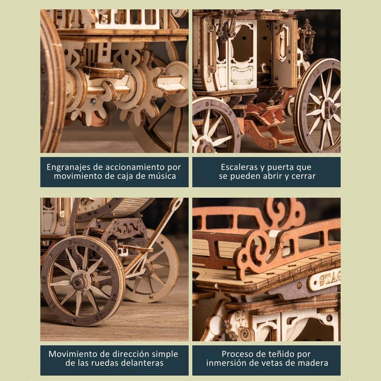 Rokr Mechanical Music Box - Puzzle 3D Stagecoach (Carruaje)